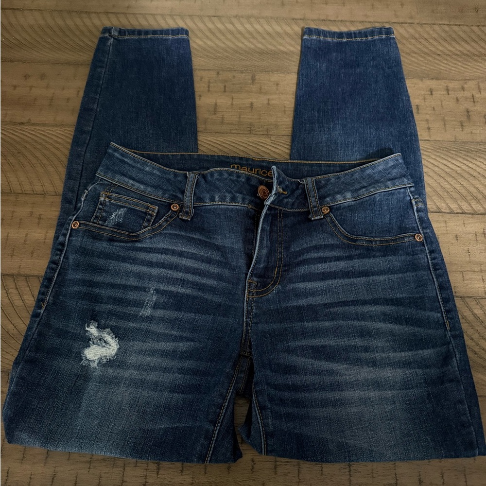 Maurices Blue Skinny Distressed Jeans